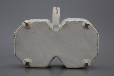A Brussels faience "floral hedge" cruet stand, 18th C.