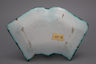 A Brussels faience butterfly-shaped condiment plate, 18th C.