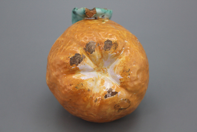 A pair of Brussels or Delft faience models of oranges, 18th C.