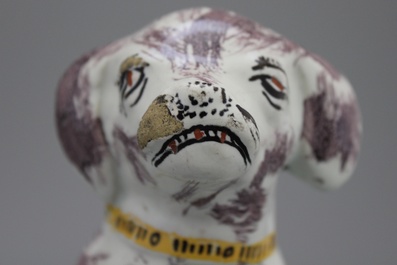 Hond in Brussels aardewerk, ca. 1750