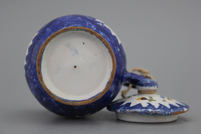 A Brussels faience blue ground mustard jar, ca. 1800