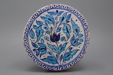 A 19th C. Islamic Multan round tile or pot stand, 19th C.