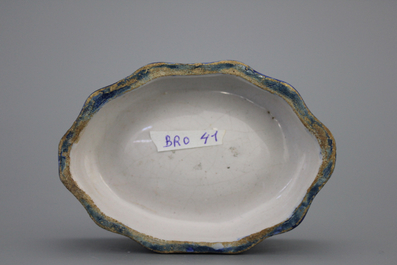 A Brussels faience blue-ground salt 18th C.