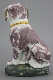 Hond in Brussels aardewerk, ca. 1750