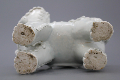 A fine blanc de chine Dehua figure of Manjusri, seated on a lion, early-mid 20th C.