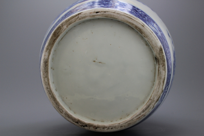 A Japanese Arita blue and white vase, 19th C.