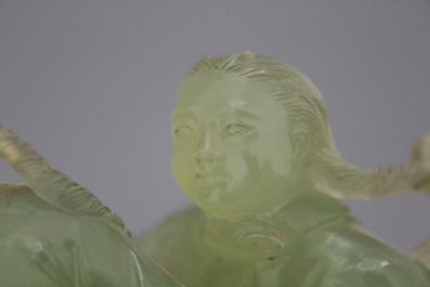 A Chinese carved jadeite group, Cultural Revolution, 20th C.