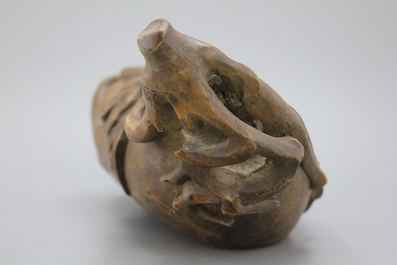 Sculpture chinoise en bois, doigt de Buddha, 19/20e