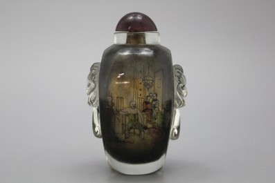 Tabati&egrave;re chinoise en verre de P&eacute;kin, peint sous verre, 20e