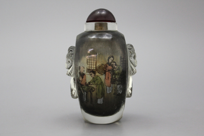 Tabati&egrave;re chinoise en verre de P&eacute;kin, peint sous verre, 20e