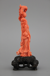 Figure en corail chinois, Shou Lao, 19/20e