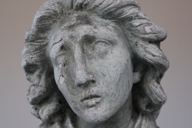 A large plaster cast of a praying saint, workshop De Wispelaere, Bruges, 1st half 20th C.