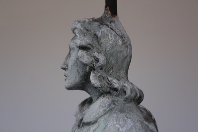 A large plaster cast of a praying saint, workshop De Wispelaere, Bruges, 1st half 20th C.