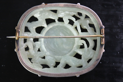 A Chinese nephrite jade carved brooch, poss. Ming dynasty
