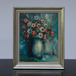 Bernard Bosschaert (1935- ), Nature morte aux an&eacute;mones, huile sur panneau