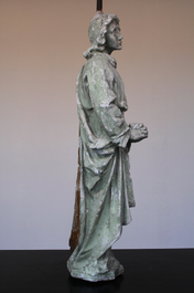 A large plaster cast of a praying saint, workshop De Wispelaere, Bruges, 1st half 20th C.
