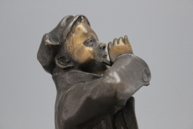 Figure d'un jeune homme en bronze, sign. Louis Oury