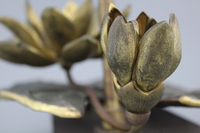 A Maison Charles Paris "N&eacute;nuphar" lamp, bronze, ca. 1970