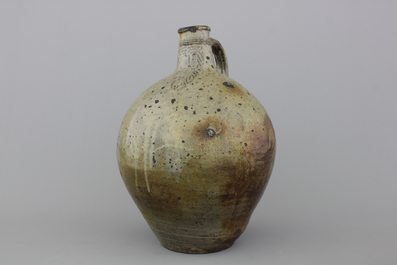 A large Raeren stoneware bellarmine jug, 17th C.