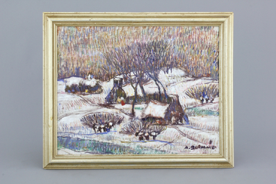 Alfons Blomme (1845-1923), "Paysage d'hiver"