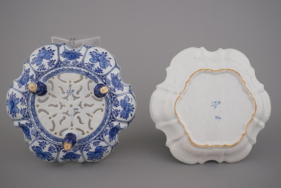 A fine Dutch Delft blue and white strawberry strainer, 18th C.