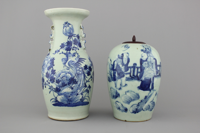 Lot van 3 celadon vazen in Chinees porselein, 19e-20e eeuw
