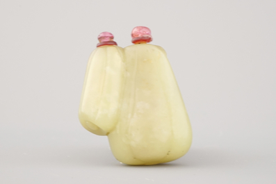 A Chinese celadon jade twin snuff bottle