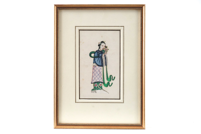 A set of 6 Chinese Canton rice paper paintings, 18/19th C.