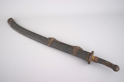 A Japanese sword in leather case, 19/20th C.