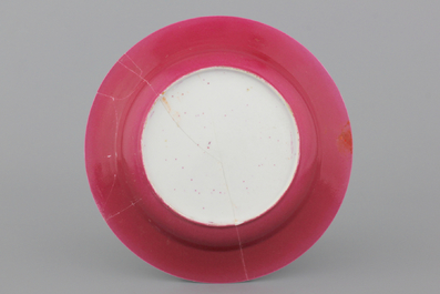 A Chinese porcelain ruby back landscape plate, Yongzheng, ca. 1725-1730