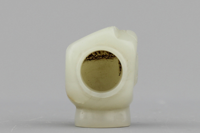 A celadon jade cane handle, 20th C.