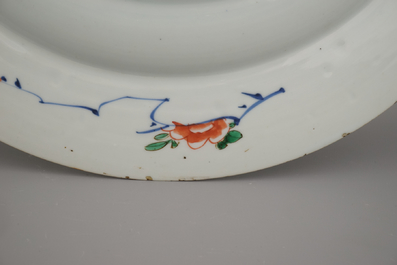 A large Chinese porcelain doucai dish, Kangxi or Yongzheng