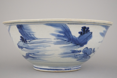A Chinese porcelain blue and white Ming dynasty bowl, 16th C.