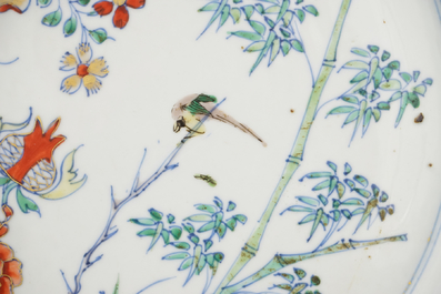 A large Chinese porcelain doucai dish, Kangxi or Yongzheng