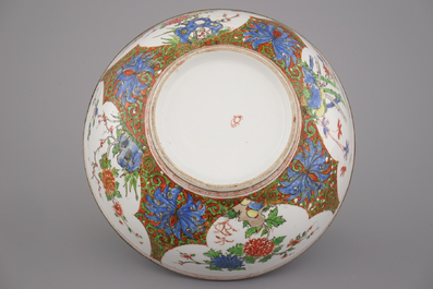Coupe Samson &agrave; chinoiserie, avec bord en argent, famille verte, 19e