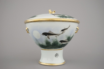 R&eacute;cipient &agrave; nourriture chaude en porcelaine de Chine, style Deng Bishan, 19e-20e