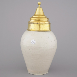 An exceptional Brussels or Lille Delftware tobacco jar "TABACQ DE RAPPE", 18th C.