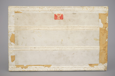 A pair of Chinese porcelain plaques with fine landscape painting, 19th C.