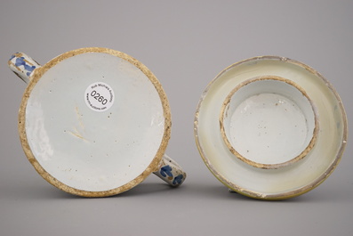 A Dutch Delft polychrome royalist portrait butter tub, 18th C.