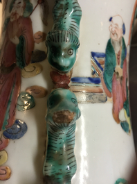 A Chinese porcelain famille rose vase with immortals, 19th C.
