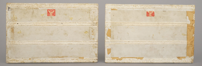 A pair of Chinese porcelain plaques with fine landscape painting, 19th C.