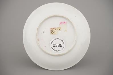 A Chinese porcelain famille rose saucer, Yongzheng, ca. 1725