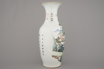 Vase en porcelaine de Chine &agrave; d&eacute;cor de paysage, 19e-20e