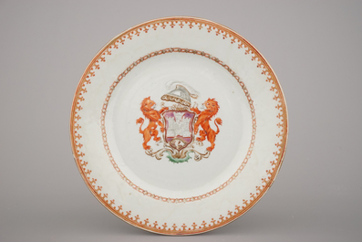 A set of 4 Chinese porcelain armorial plates, 18th C.