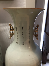 A fine Chinese porcelain famille rose vase decorated with a beauty, 19/20th C.