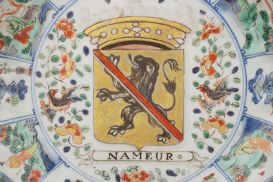 A Chinese porcelain famille verte "Provinces" plate, Kangxi or Yongzheng, ca. 1720