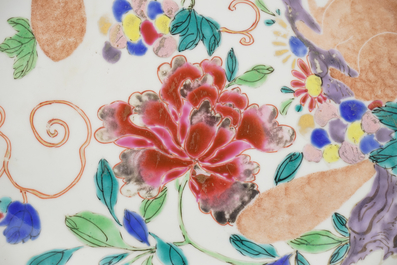 An impressive Chinese porcelain famille rose squirrel dish, 18th C.