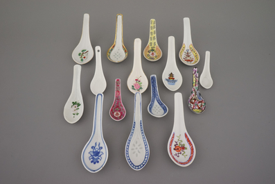 Collection de cuill&egrave;res en porcelaine de Chine, 18e-20e