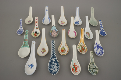 Collection de cuill&egrave;res en porcelaine de Chine, 18e-20e