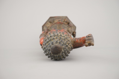 Figure chinoise de Bouddha comme enfant, en bronze dor&eacute; et laqu&eacute;, dynastie Ming